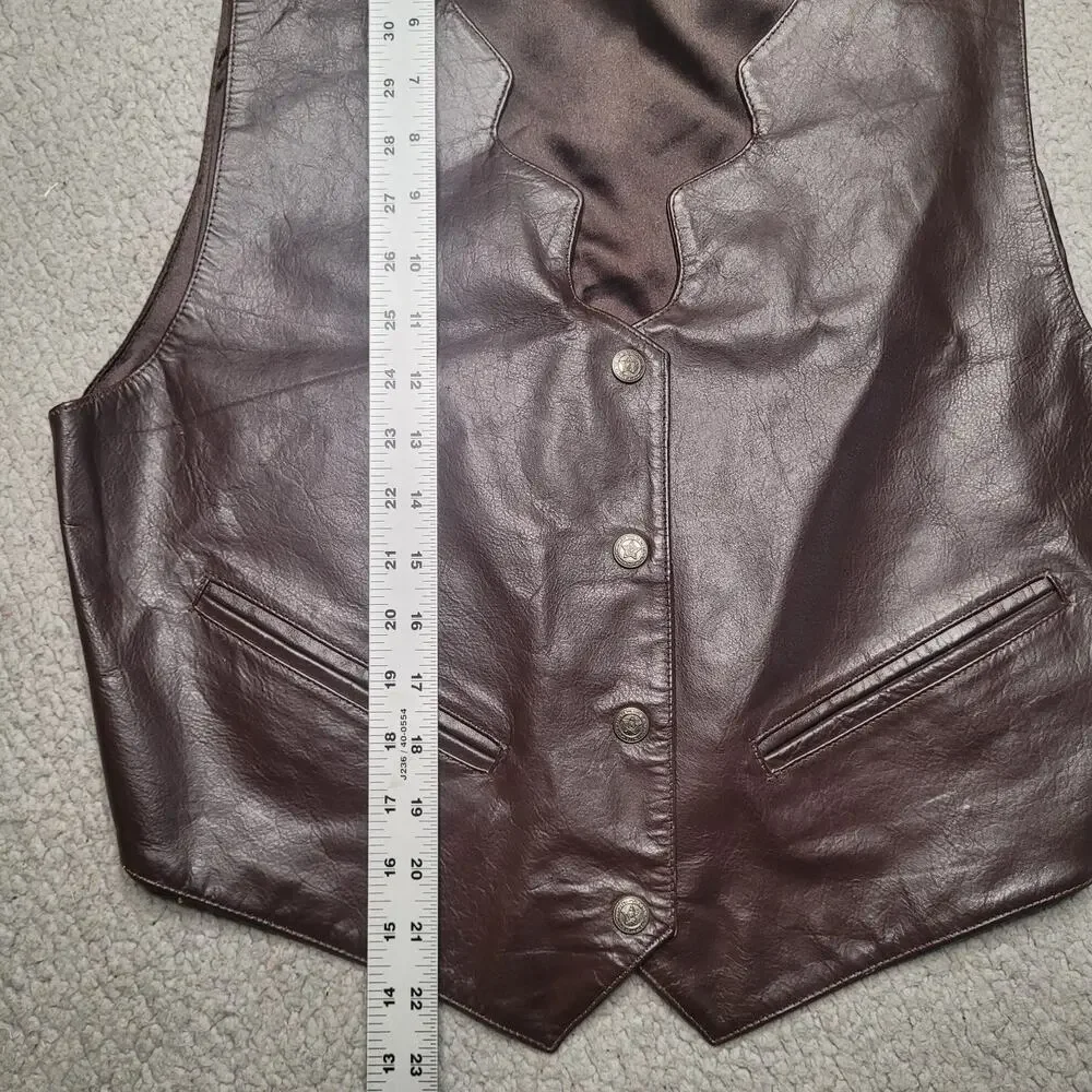 Saguaro West Trading‎ Co Vest Lg Brown Leather Western Cowboy Cowgirl Boho Ranch